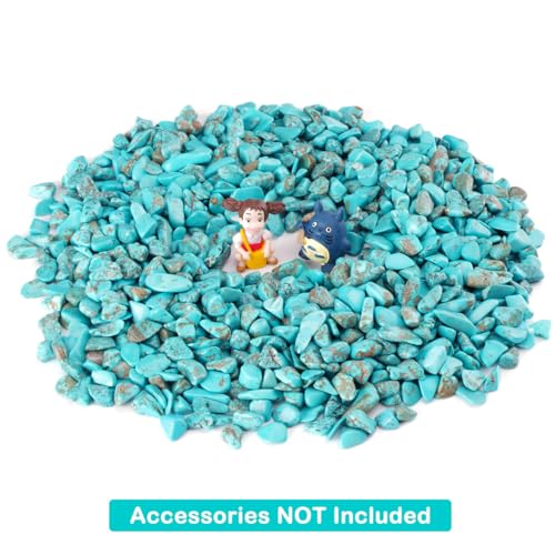 WAYBER 1 Lb/460g Green Turquoise Decorative Stones Irregular Aquarium Pebbles Crystal Rocks Quartz Gravels for Fish Turtle Tank/Succulent Plants/Air Plants Decoration (Fill 1 Cup) - color: Turquoise, size: 1 Pound
