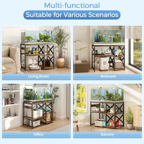 40-50 Gallon Fish Tank Stand with Power Outlet,Adjustable 3-Tier Aquarium Stand,660lbs Heavy Duty Terrarium Stand,Breeder Reptile Tank Stand Suitable for Home Office,36.6”×18.9” ×30.5”,Rustic Brown - color: Rustic Brown, size: 40-50gallon