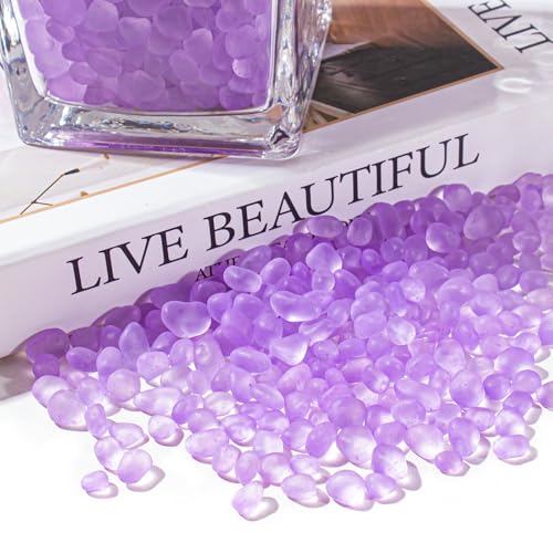Keedolla Lavender Aquarium Rocks Betta Fish Tank Gravel, Frosted Sea Glass Marbles Gemstones for Vase Fillers, DIY Crafts and Home Decor - 230g/8oz - color: Lavender, size: 0.5 LB