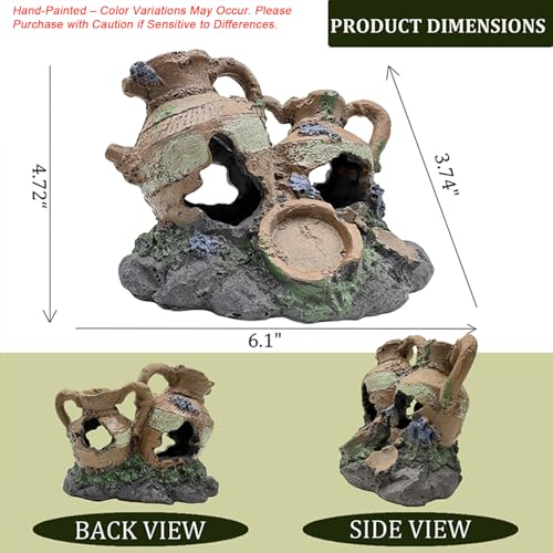 Fish Tank Aquarium Decor Cave Decorations – Resin Broken Jug Hide Ornament for Betta Goldfish Shrimp, Large Artificial Rock House Hideout for Aquariums Habitat