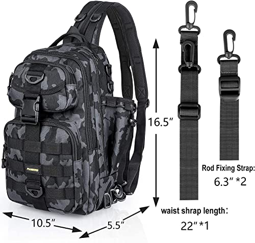 PLUSINNO Fishing Backpack, Fishing Bag, Waterproof Fishing Sling Tackle Bag For Fishing Gear With Rod Holder, Fishing Gifts for Men - color: Single Backpack No Tackle Box
