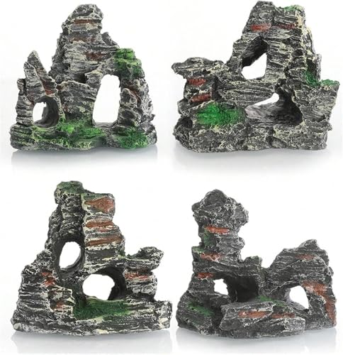 Fish Aquarium Decor - Small Fish Tank Rockery Decorations for Betta Cichlids Hideaway Cave - color: Mountain 1