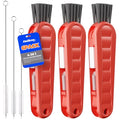 6 Pack Holikme 4 in 1 Cup Lid Cleaning Brush Set with 3 Straws, Multifunctional Bottle Brush, Silicone Cup Lid Gap Cleaner, Durable Bristle Crevice Cleaning Brush, Red - color: Red
