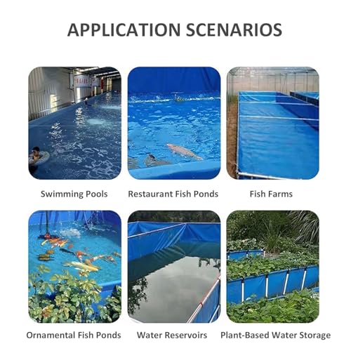 Foldable Canvas Fish Pond Tank, Above Ground Fish Pond Koi Goldfish Turtle Breeding Pool, Portable Indoor Outdoor Aquarium, Ornamental Water Storage Tank with Metal Frame & Drain Valve - size: 1.5x1.5x0.8m