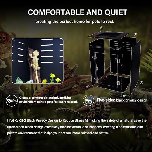 Reptile Enclosure for Crested Gecko – 12x12x18 Acrylic Reptile Tank for Gecko, Snake, and Lizard – PVC Terrarium for Small Pets - size: 12"12"18"