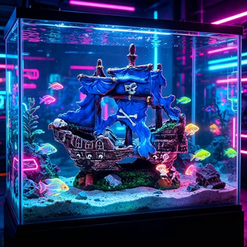 Fish Tank Decoration - Sunken Ship Aquarium Decoration Fish and Shrimp Aquatic Pets can Rest and Hide in Caves (Type-b) - color: Type-b