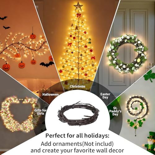 Enchanted Willow Vine Lights for Wall: 4FT 108 LED Twinkling Tree Branch Light with USB Battery Box, Remote Timer, 8 Light Model, Wall Decor String Lighted Garland for Christmas Decorations, Bedroom - color: White/108LED/4FT