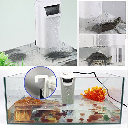 Aquarium Waterfall Filter Reptiles Turtle Filter for small tank 1-15 gallon, Low Level Water Clean Pump Internal Bio Media Water Filtration System for Fish Amphibian Cichlids Frog (Waterfall Filter)