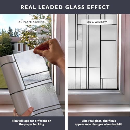 Skyline Window Privacy Film by Artscape - Textured Leaded Glass Design, Static Cling, Day and Night Privacy, UV Protection, Long-Lasting Vinyl, Made in USA - 36 x 72 Inch - color: Skyline