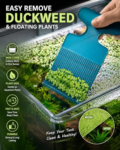 Aquarium Duckweed Removal Tool, 6.5 x 3 inch Floating Plant Comb Spatula, Aquatic Tank Cleaning Tool - color: Cyan