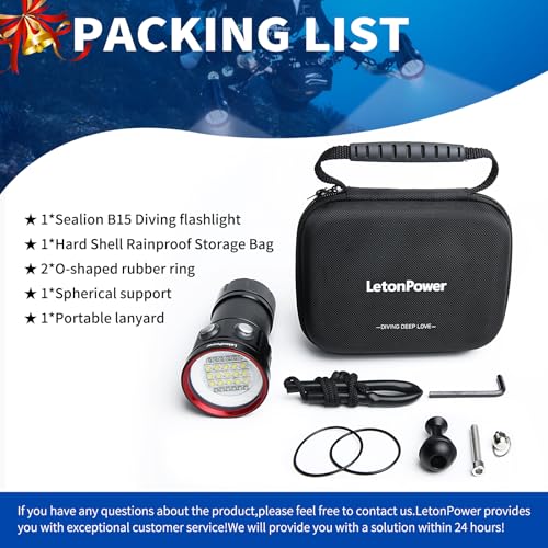 B15 Dive Light Underwater Flashlight 8000Lumens Underwater Video Lights 80m Scuba Dive Light Diving Flashlight for Under Water Sports,Underwater Video Shooting and Photography - color: Sealion B15