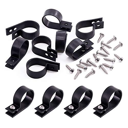 Swpeet 60 Pack Black 1 Inch Nylon Plastic R-Type Cable Clips Clamp Kit, Nylon Screw Mounting Cord Fastener Clips with 60 Pack Screws for Wire Management - color: Black, size: 1 Inch