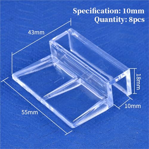Aquarium lid Clips 16pcs 5/6/8/10/12mm Aquarium Acrylic Clips Glass Cover Support Holders Transparent Fish Tank Cover Plate Bracket Aquarium Accessories(10mm) - color: 10mm