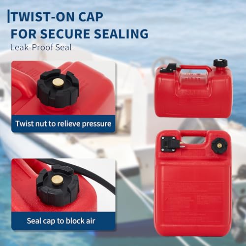 3 Gallon Marine Portable Tank, 12 L Boat Marine Tank, Marine Transfer Tank with Hose, I-Shaped Handle - size: 12 L