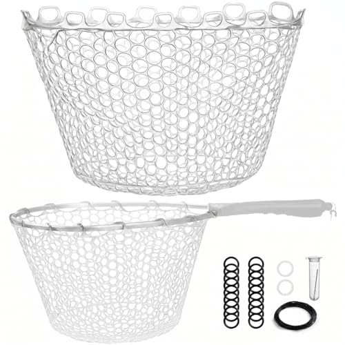 Riverruns Rubber Net Replacement with Repair Kit Fly Fishing Net Replacement Knotless Netting Bag for Rubber Fishing Net, Catch & Release - color: Transparent, size: 15.7" Dia x 13.8" Depth (47.2" Circumference)