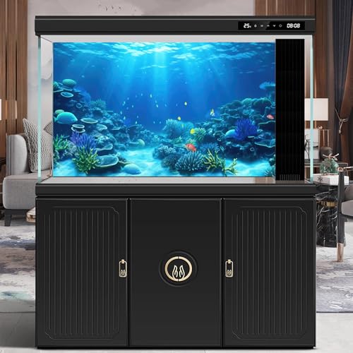 Underwater Aquarium Background Coral Reef Tropical Fish Terrarium Background Deep Blue Ocean Sea Sunbeams Aquatic Plants Fish Tank Backdrop Poster Wallpaper Decorations Vinyl 24x12in - color: Blue, size: 24(W)x12(H)in