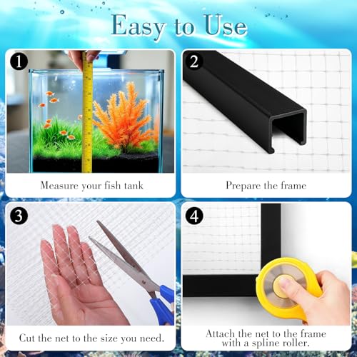 Clear Mesh Fish Tank Lid Aquarium Fish Tank Net Screen Cover Clear Plastic Fishs Net Aquarium meshs lid for Aquariums Lids Fishs Tanks Covering Aquariums Top Cover(4 x 5 feet)