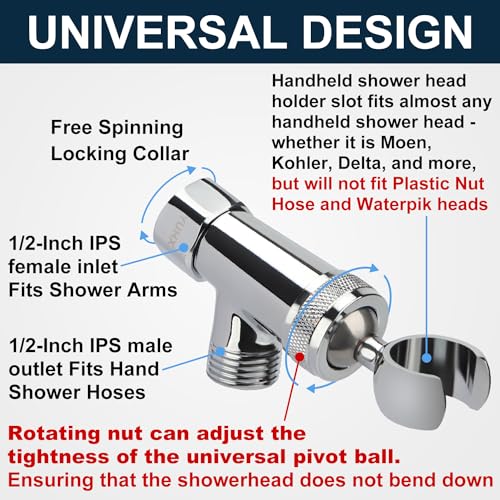 Shower Head Holder All Metal, Brass Adjustable Shower arm Bracket for Handheld, Hand held Showerhead Holder (B-Style Shower Arm Mount Premium Chrome - style: B-Style Chrome