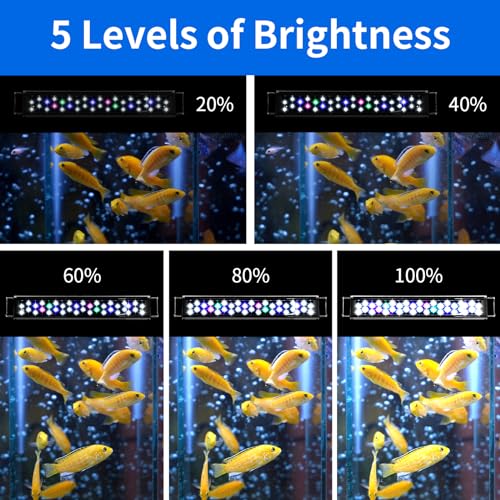 AQUANEAT LED Aquarium Light for 30 to 38 Inch Fish Tank, Auto On Off with Timer, Full Spectrum, Adjustable Brightness, Daylight Moonlight Mode, for Fresh Water Low-to-Mid Light Plants - size: 30"-38"