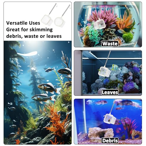 Aquarium Fish Nets, Fish Net for Tank, 2Pack White 3Inch Fine Mesh Aquarium Net Shrimp Nets with Extendable Stainless Steel Handle Small Tank Tool for Shrimp Bettas Square Round Debris