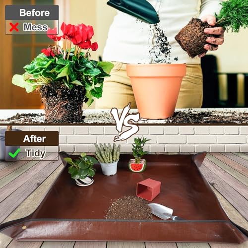 39.5"x 39.5" Extra Large Potting Mat for Indoor Plants Transplanting and Potting Soil Control-Gardening Gifts for Plant Lovers - color: Brown, size: Extra Large 39.5" x 39.5"