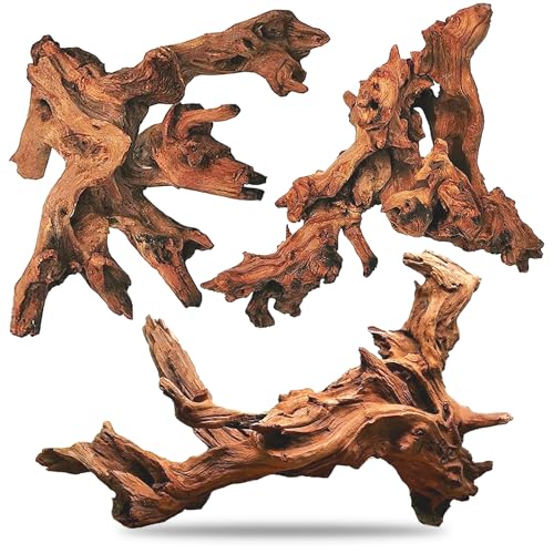 Hamiledyi Aquarium Driftwood 3PCS Natural Trunk Driftwood Assorted Branches 8-12" Reptile Wood Decor Terrarium Ornament Fish Tank Decoration - size: XL:Mopani Driftwood (8-12in 3PCS)