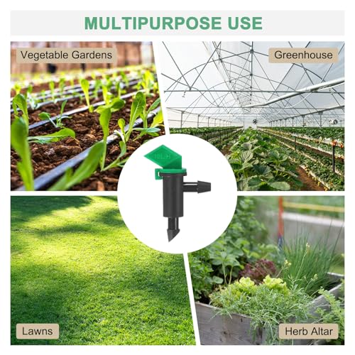 M METERXITY 60-Pack Flag Irrigation Dripper Emitter, 16L/H 4 GPH Plastic Drip Irrigation Connect for Garden/Trees/Herbs/Aquarium, Irrigation System Parts Tool [Black]