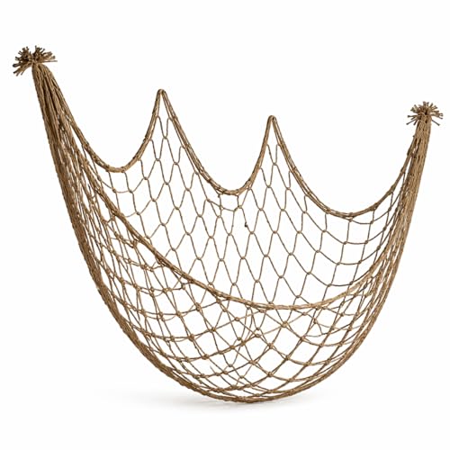 Fish Net Decorations for Party, 80x40 Inch Large Decorative Fish Netting Table Runner, Wall Photo Hanging Fishnet for Nautical Mermaid Pirate Hawaii Beach Under the Sea Party Decorations, Caramel - color: Caramel
