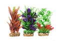 CNZ 3 Pcs Assorted Lifelike Aquarium Plastic Plant Decoration with Gravel Base, 8-inch, Orange, Green, Purple (3pcs8inchGB)