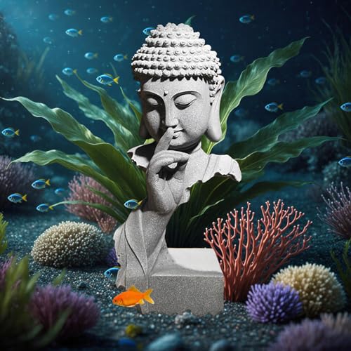 Aquarium Buddha Statues Zen Garden Meditation Sculpture Yoga Figurine Stone Fengshui Decor for Fish Tank Desktop Bonsai Home Indoor Outdoor Spiritual Meditating Gift Ornaments Medium - size: 3.46"L x 2.68"W x 8.07"H
