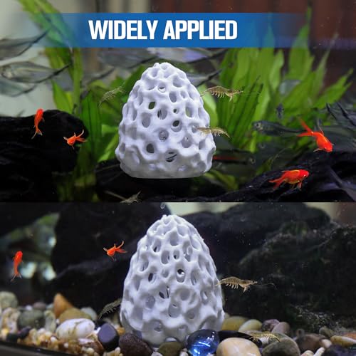 Shrimp Cave, Shrimp Hides for Aquarium, Betta Fish Hideout with Suction Cup Tank Accessories for Fish Tank Decor, Hiding & Resting, Betta Fish Habitat Tank Ornament Accessories - color: Marble White