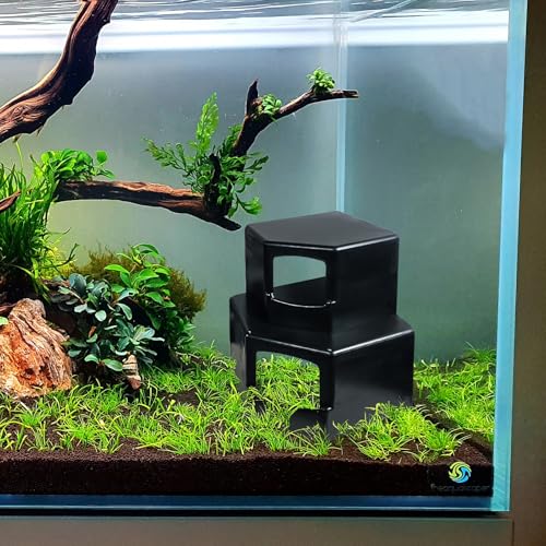 Aquarium Corner Cave Hide – Fish & Shrimp Tank Accessories, Axolotl Hiding Spot, Fish Hiding Cave, Natural Terrarium Decoration for Reptiles & Aquatic Pets - color: Corner Cave Black Medium