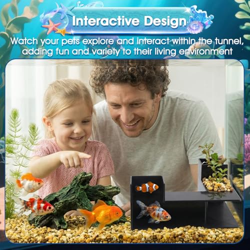 Black Aquarium Cave- Dual-Entrance Fish Tank Tunnel for Aquarium Shrimp & Fish Hideout Underground Tunnel