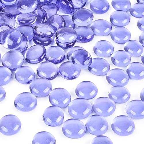 DomeStar 2LB Purple Flat Glass Marbles, Decorative Marbles for Vases Aquarium Pebbles Fish Tank Rocks Vase Fillers DIY Crafts Table Scatter Decor - color: Purple