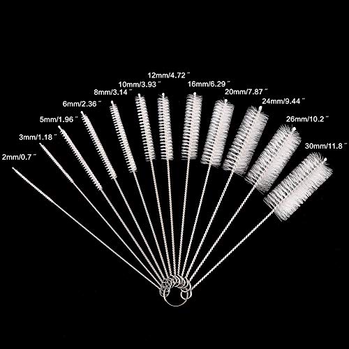 DECORA Drinking Straws Cleaning Brushes Nylon Pipe Cleaner Brush Kits for Assorted Size Straws Pack of 12 - color: White