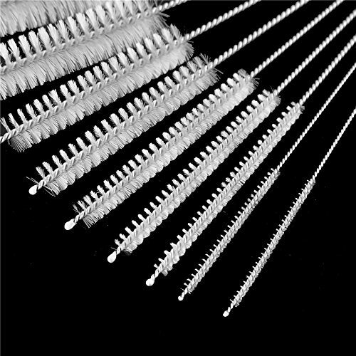 DECORA Drinking Straws Cleaning Brushes Nylon Pipe Cleaner Brush Kits for Assorted Size Straws Pack of 12 - color: White
