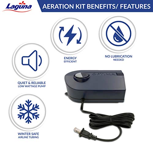 Laguna Aeration Kit for Ponds – Year-Round Water Aeration System – Improves Oxygen Exchange & Prevents Freezing – Includes Pump, 30 ft Airline Tubing, Air Stone & Float – For All Pond Sizes