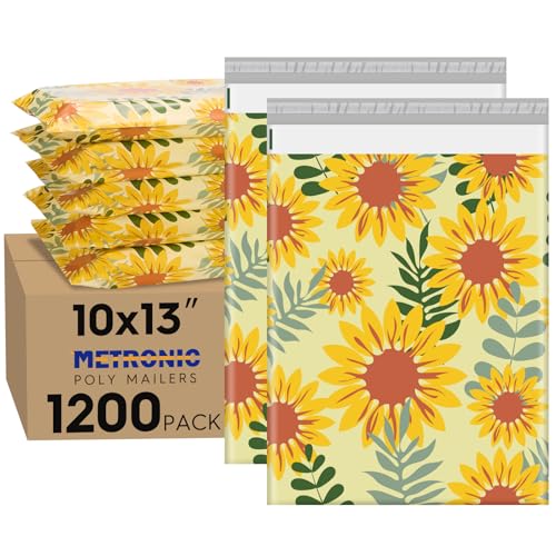 Metronic Poly Mailers 10x13 Inch 1200Pcs, Shipping Bags for Clothes,Self Adhesive Shipping Envelopes for Small Business,Waterproof Mailers Poly Bags for Shipping,Packaging Mailing Bags Sunflower - color: Sunflower, size: 10x13 1200pc（A Box）