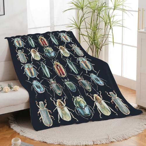 Colorful Beetle Insect Blanket for Girls Kids Women Adults Soft Cozy Flannel Fleece Bugs Throw Blankets Gifts Warm Fluffy Plush Decor for Couch Sofa 50"x40" - color: Insect, size: 50"x40"