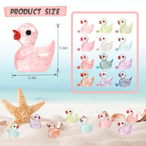 BeadRiver 240PCS Mini Glitter Ducks Resin Tiny Ducks for Miniature Landscape Plastic Small Animal Little Figures for Hide Prank Fairy Garden Accessories Dollhouse Aquarium Decor - style: 240 Pcs Mini Glitter Ducks