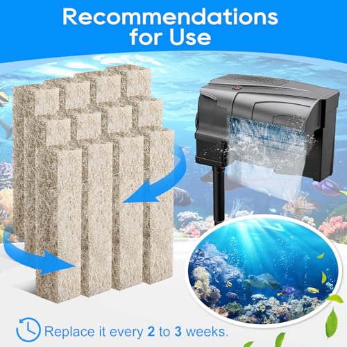 12PCS Ammonia Reducer Filter Pads Compatible with Aqueon Quietflow 20 & 75, Sponge Replacement Filter Cartridges for Aqueon Quietflow LED PRO Aquarium Fish Tank Power Filter