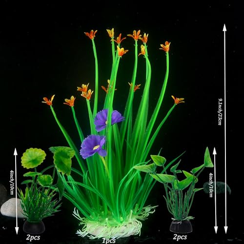 11 PCS Premium Fish Tank Accessories or Fish Tank Decorations,a Variety of Sizes and Styles of Aquarium Plants,Colorful Plastic Plants