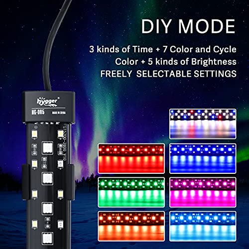 hygger 24/7 Mode Submersible Aquarium LED Light, Full Spectrum Hidden Fish Tank Light with 3 Rows Beads 7 Colors Auto On Off Sunrise-Daylight-Moonlight, Adjustable Timer Brightness - size: 12in 8W