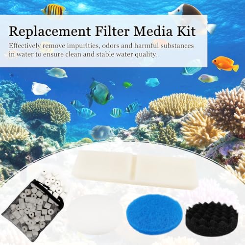 MACIFECI 28 PCS Replacement Filter Media Kit Compatible with Fluval FX2/FX4/FX5/FX6 Aquarium Filters Include Media, Carbon Foam Pad, Water Polishing Pads, Bio-Foam Pads, Foam Block, Mesh Bag