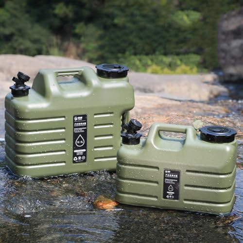 ASIEIT 11L Water Container, Large Capacity Emergency Water Storage Bucket with Detachable Faucet, Portable Overlanding Green Water Tank with Cleaning Brush Extension Tube for Camping Fishing Picnic