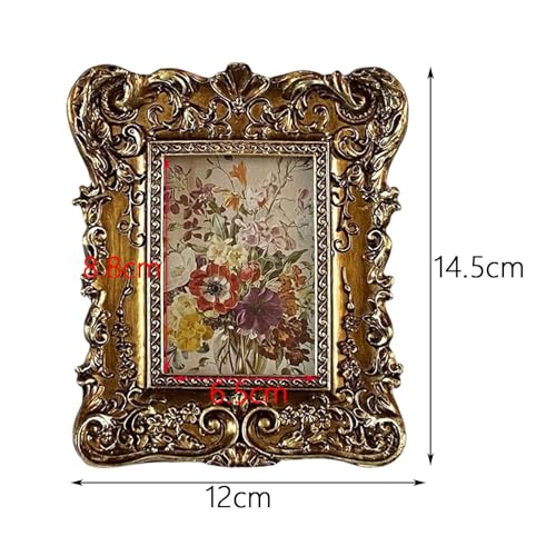 Baoblaze Transparent Small Fish Tank for Small Fish Round Ornament Aquarium Bowl Vase Table Office Hand Carved Floral Photo Frame Picture Holder Ta