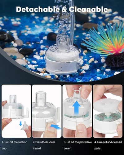 Pawfly Mini Aquarium Air Pump, Ultra Quiet Oxygen Aerator Kit for 1-15 Gallon Fish Tanks with Air Tubing, Air Stone, Check Valve & Suction Cups - size: Air Pump Set + Filter