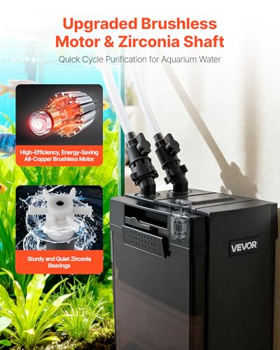 VEVOR 317GPH Canister Filter, 3-Stage External Aquarium Filter with Powerful Pump, Water Circulation Cleaning Machine with Media for Large Fish Tanks and Aquariums Up to 100 Gallons, for Freshwater - size: 317 GPH