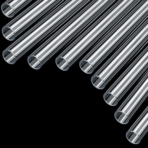 Clear Rigid Acrylic Pipe Tube 1"(25mm) OD x 2mm Wall Thickness 15.5" Length Round DIY Chemical Resistant High Impact PMMA Tubing for Lamps and Lanterns, Water Cooling System (10 Pcs) - size: 1 Inch
