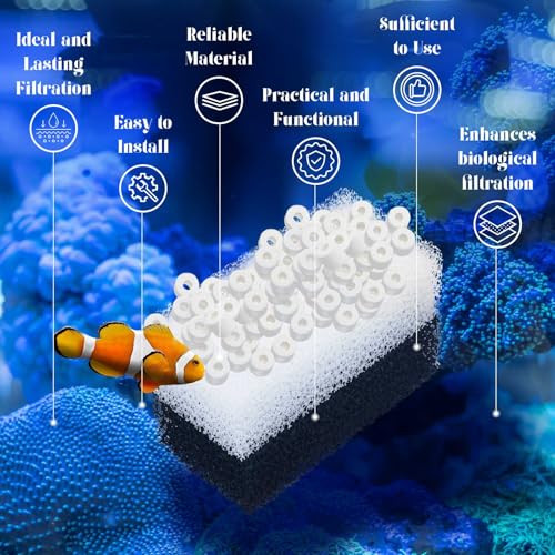 Threlaco 22 Pcs/4 Set of Three-Stage Filtration Fish Tank Filter Compatible with Aquaclear 50 Power Filter, Maintenance Kit, Foam Pads, Mesh Bags, Ceramic Rings, for 20- to 50-Gallon Aquariums - style: Aquaclear 50